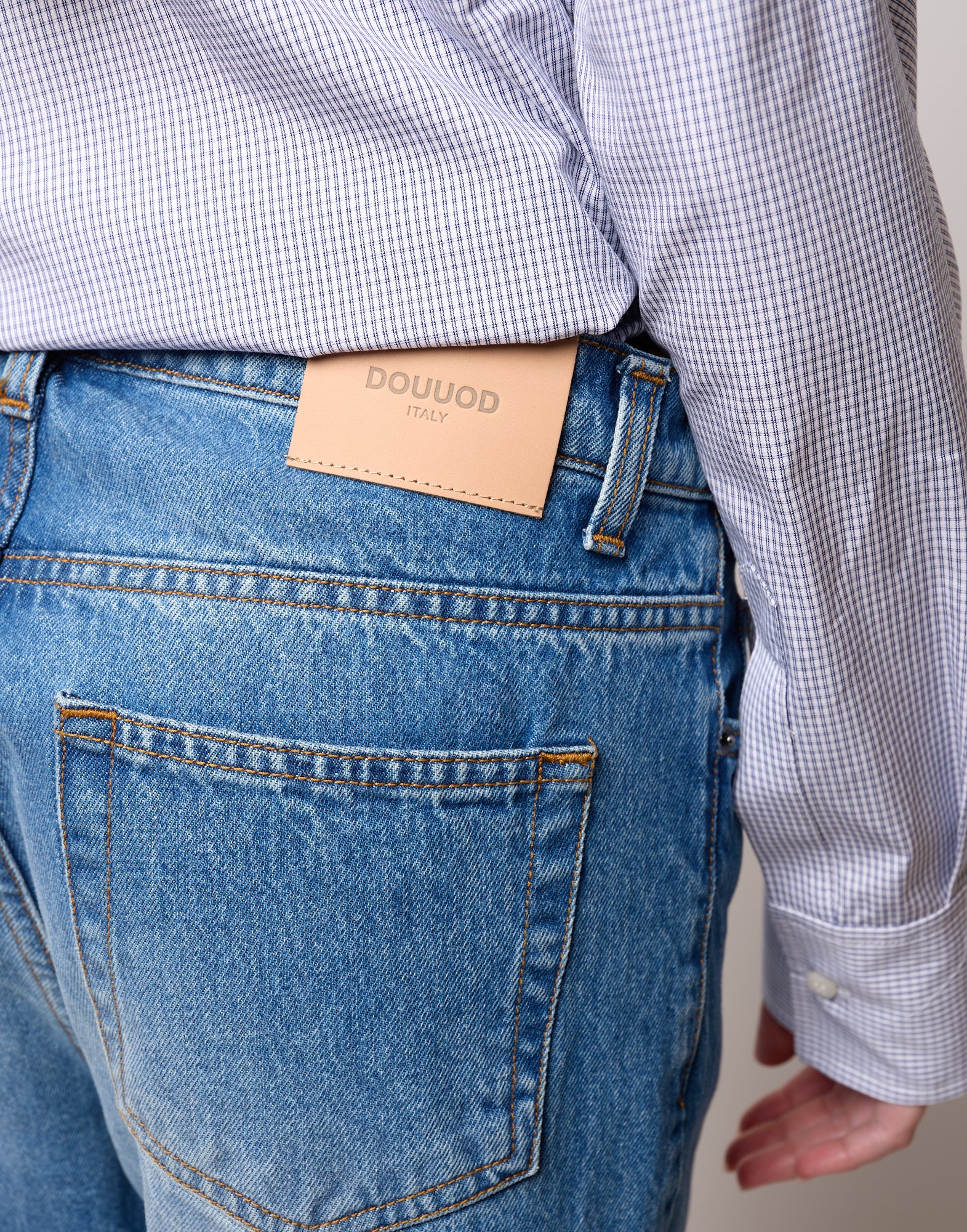 DOUUOD Pantalone Ampio Cropped Genderless in Denim Washed