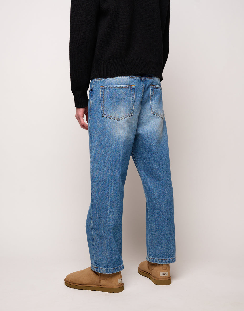 DOUUOD Pantalone Ampio Cropped Genderless in Denim Washed