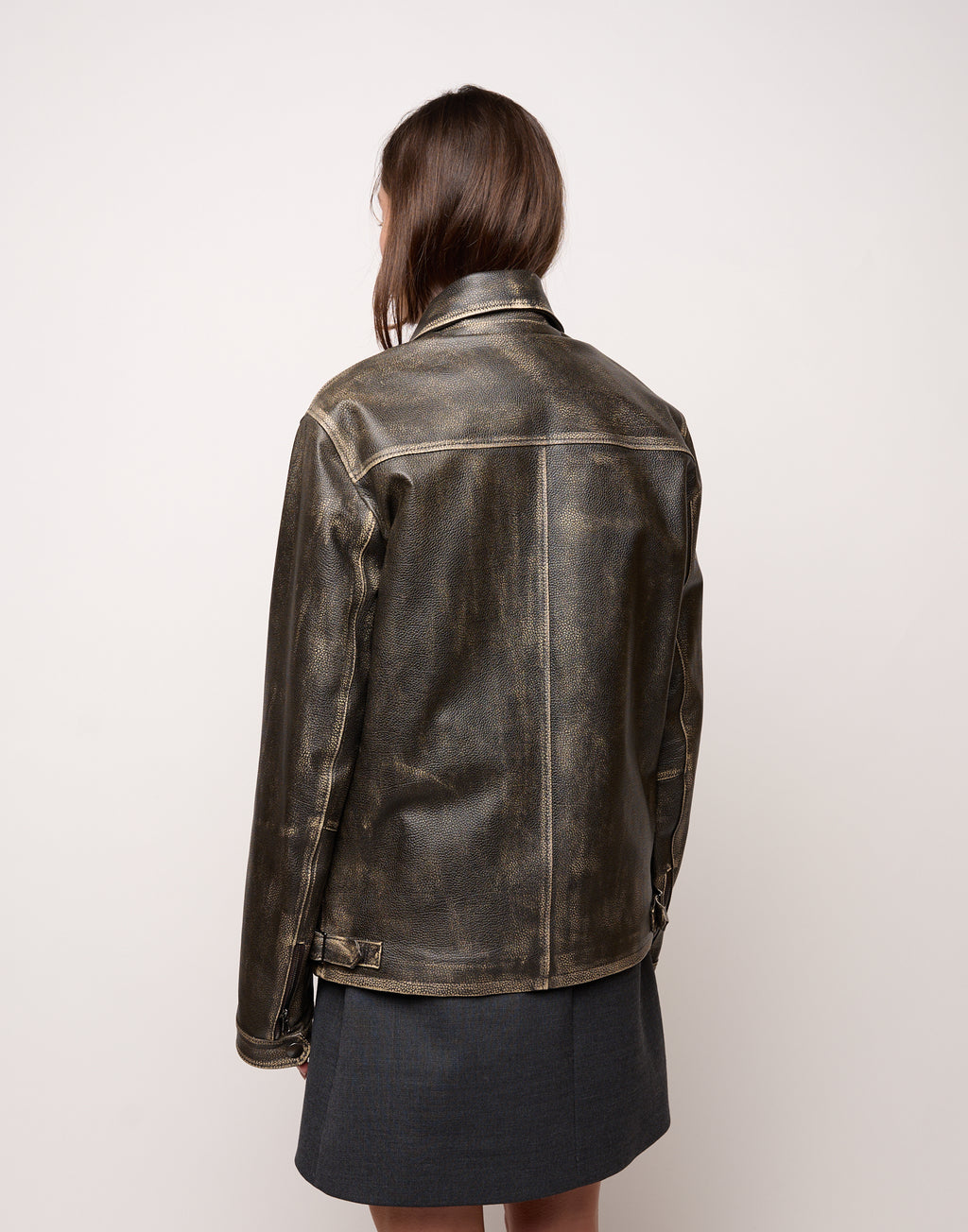 DOUUOD Giubbotto Genderless in Pelle Vintage