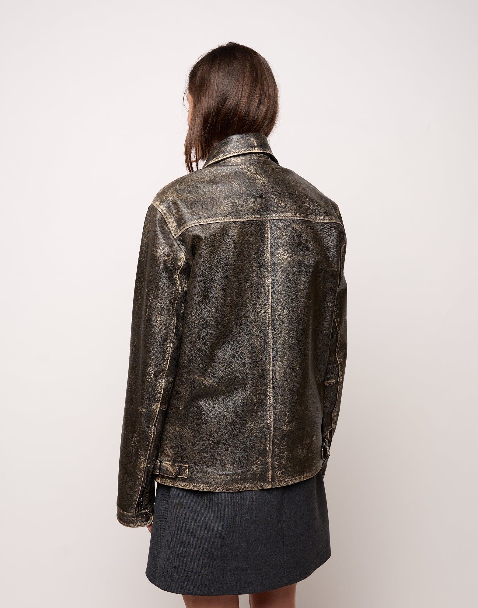 DOUUOD Giubbotto Genderless in Pelle Vintage