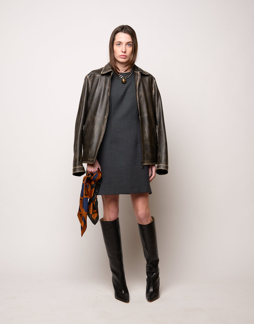 DOUUOD Giubbotto Genderless in Pelle Vintage