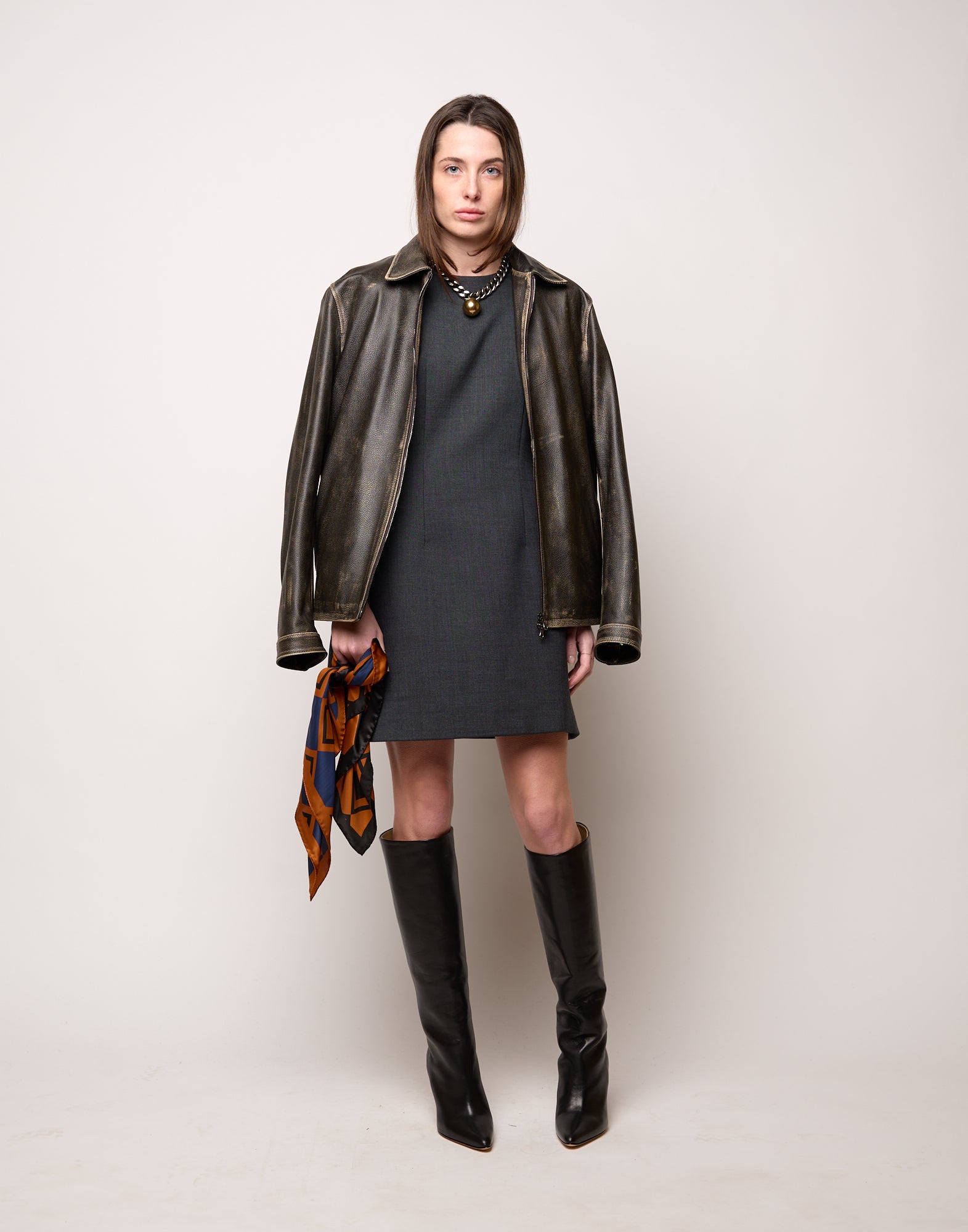 DOUUOD Giubbotto Genderless in Pelle Vintage