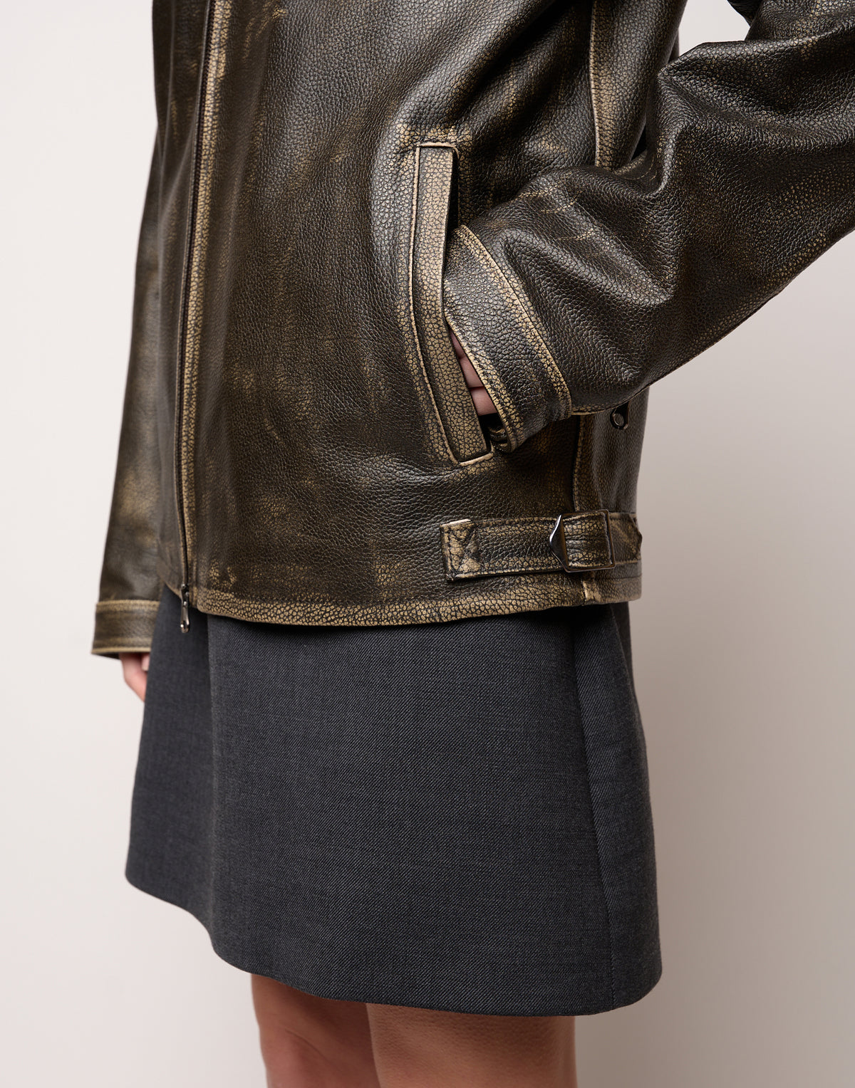 DOUUOD Giubbotto Genderless in Pelle Vintage