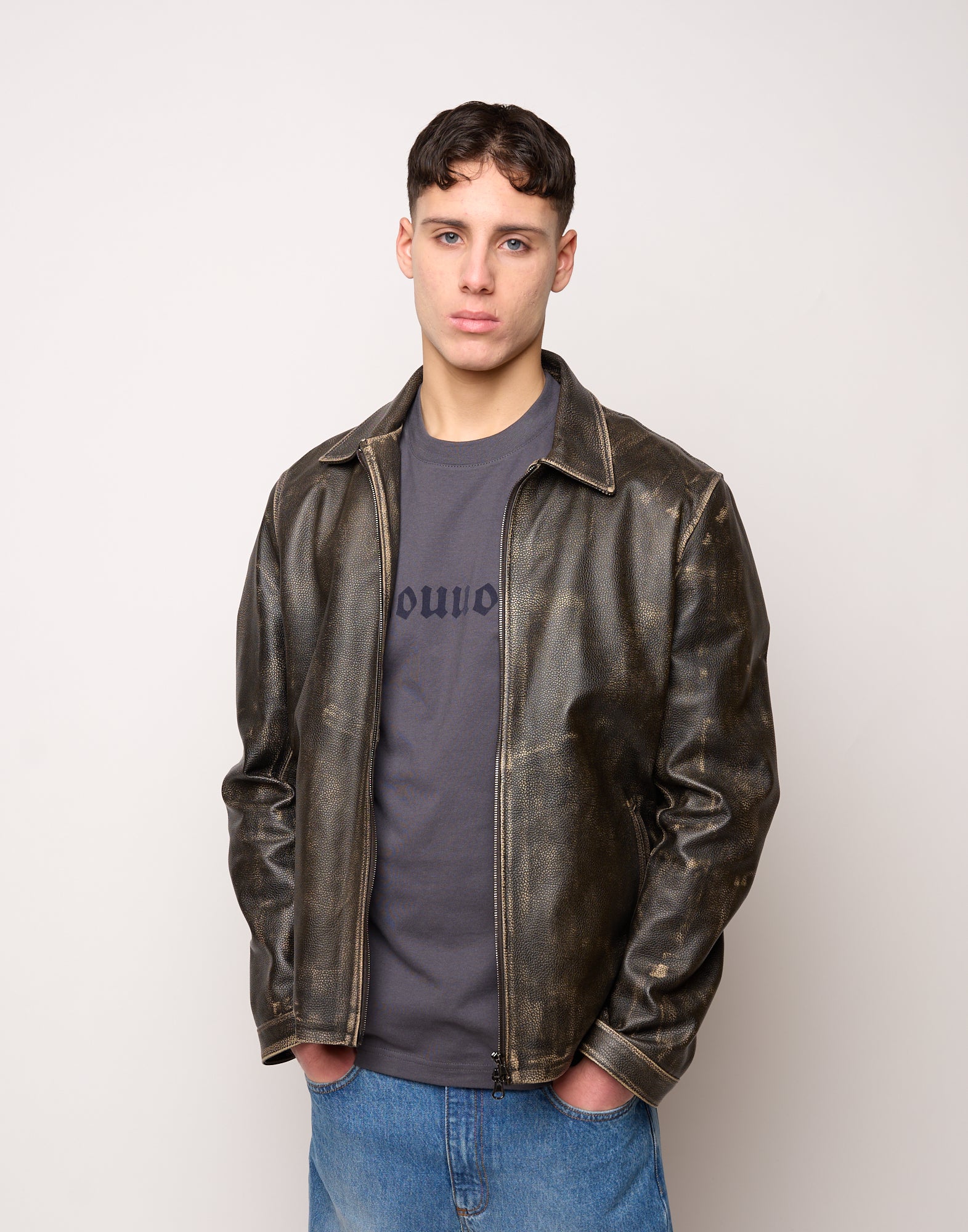 DOUUOD Giubbotto Genderless in Pelle Vintage