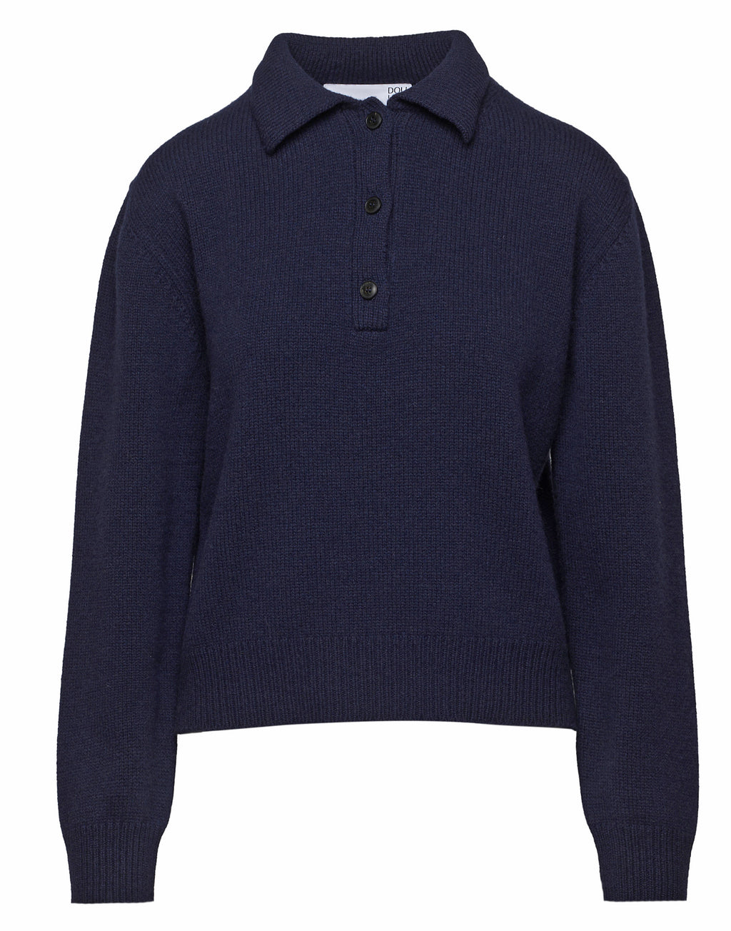DOUUOD Maglia Polo Cropped in Lana e Cashmere Oltremare