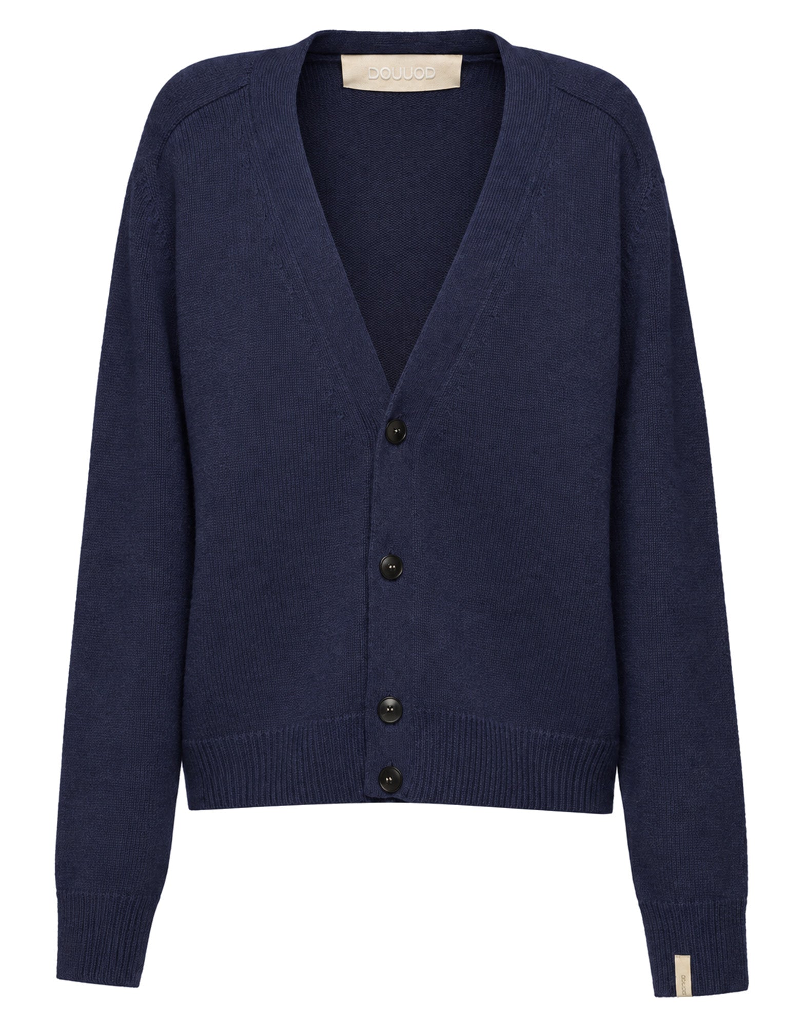 DOUUOD Cardigan Genderless con Scollo a V e Maniche Raglan in Lana e Cashmere Oltremare