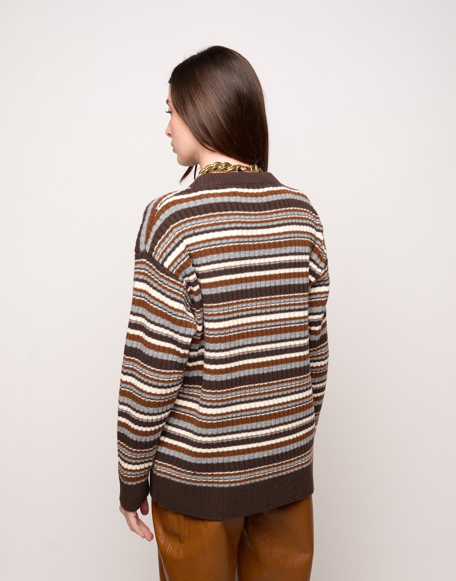 DOUUOD Maglia Girocollo Multirighe Genderless in Lana Superfine