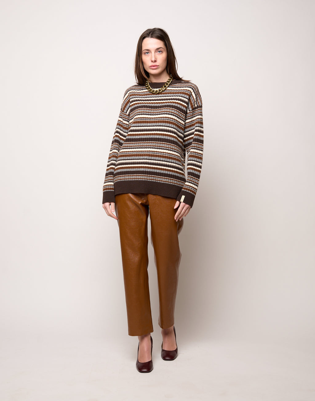 DOUUOD Maglia Girocollo Multirighe Genderless in Lana Superfine