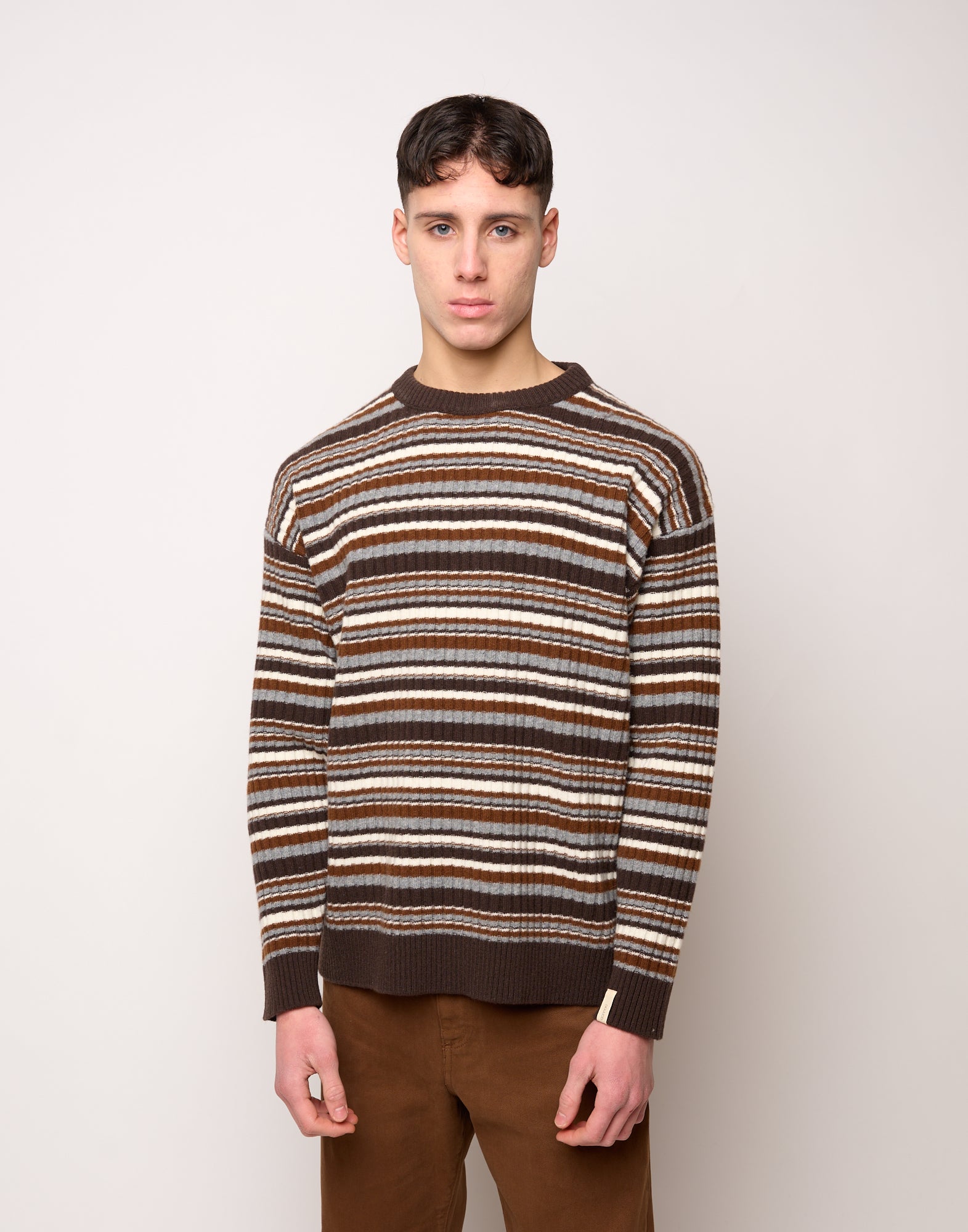 DOUUOD Maglia Girocollo Multirighe Genderless in Lana Superfine
