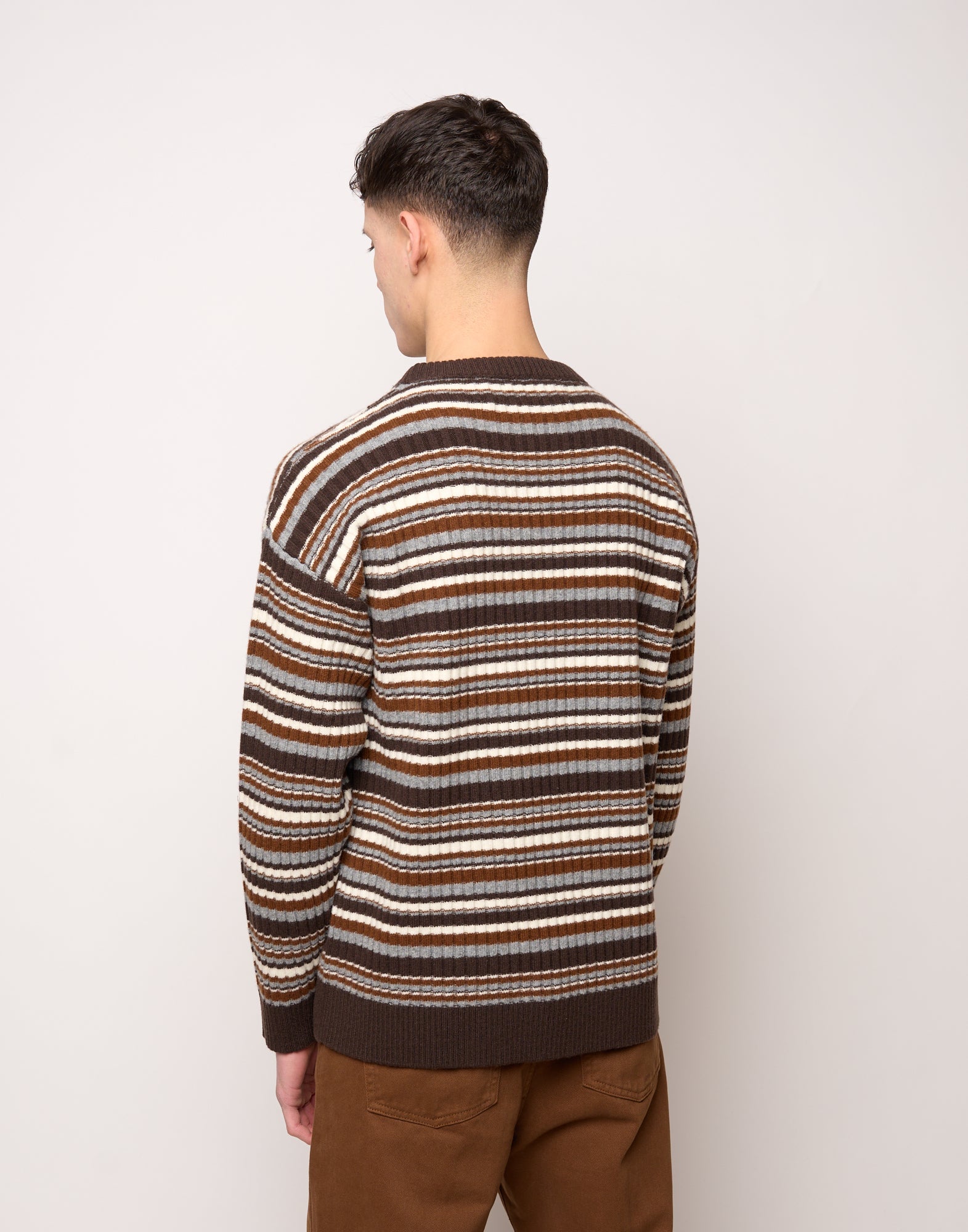 DOUUOD Maglia Girocollo Multirighe Genderless in Lana Superfine