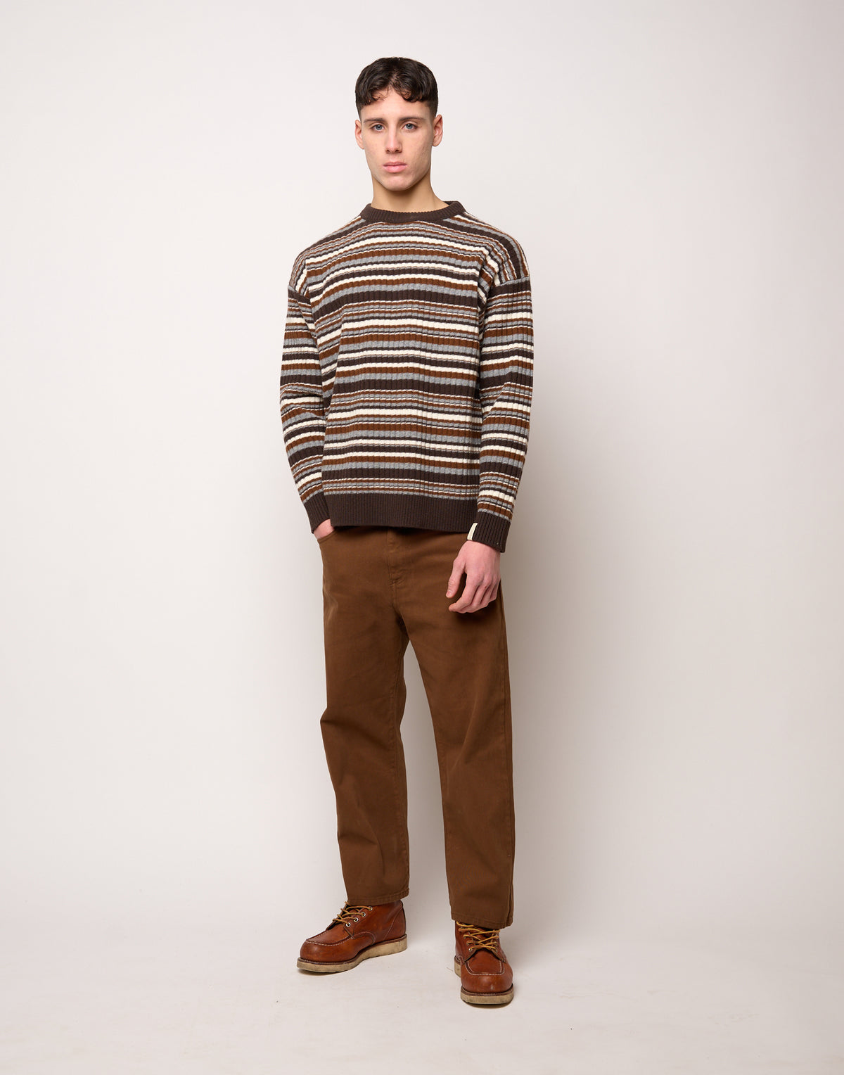 DOUUOD Maglia Girocollo Multirighe Genderless in Lana Superfine