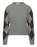 DOUUOD Maglia Girocollo con Intarsio Argyle Grigio/Moro
