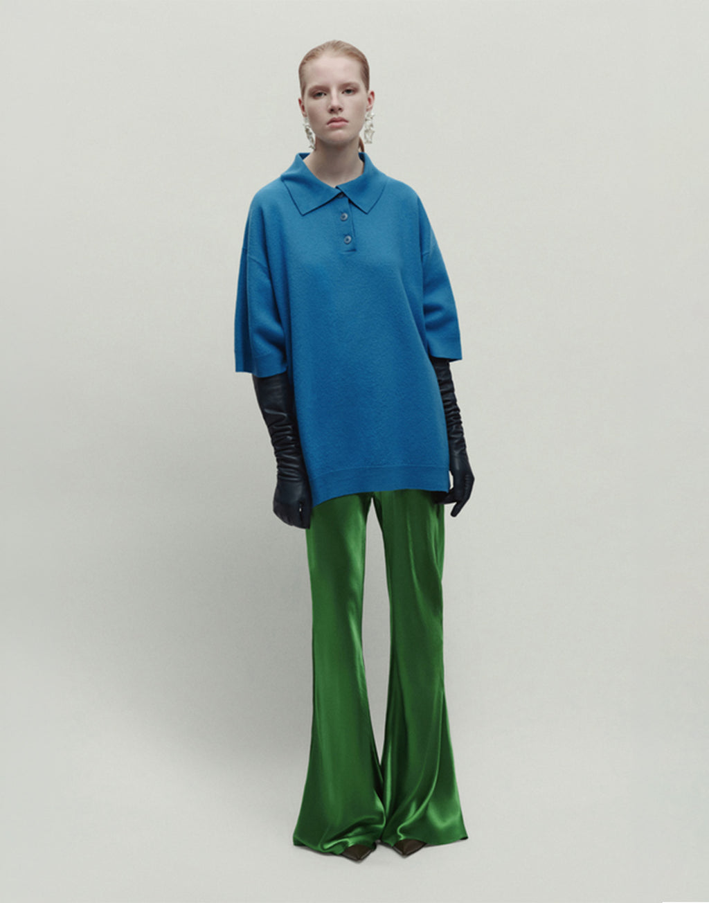 ERIKA CAVALLINI Polo Over in Lana vergine Blu Reale