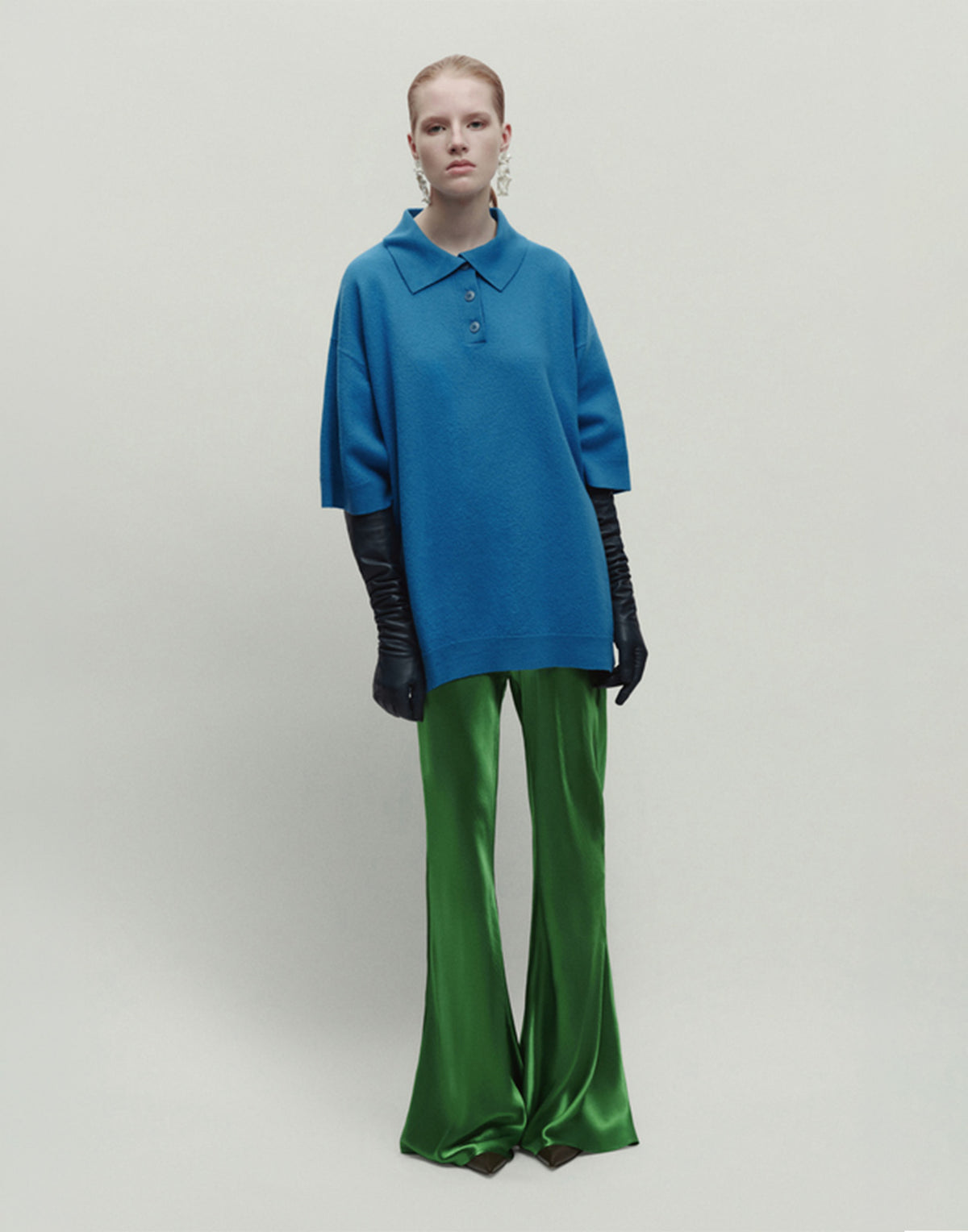 ERIKA CAVALLINI Polo Over in Lana vergine Blu Reale