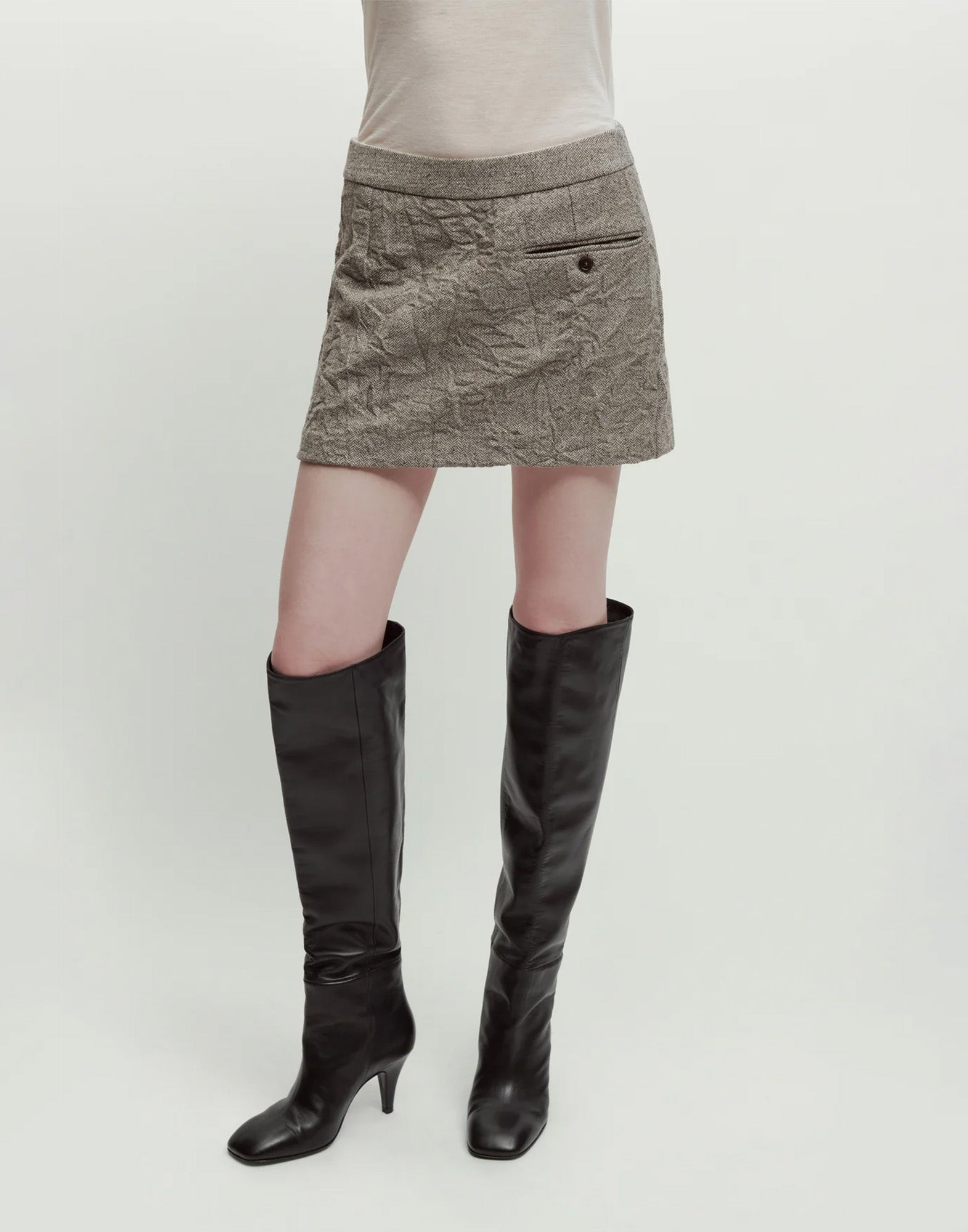 ERIKA CAVALLINI Gonna in Lana Chevron Stropicciata