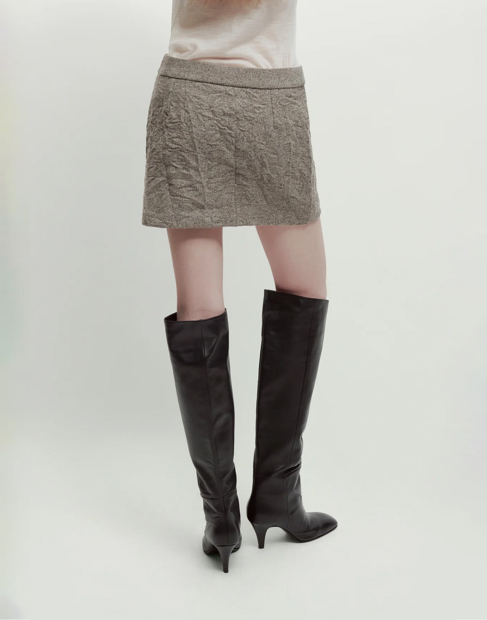 ERIKA CAVALLINI Gonna in Lana Chevron Stropicciata