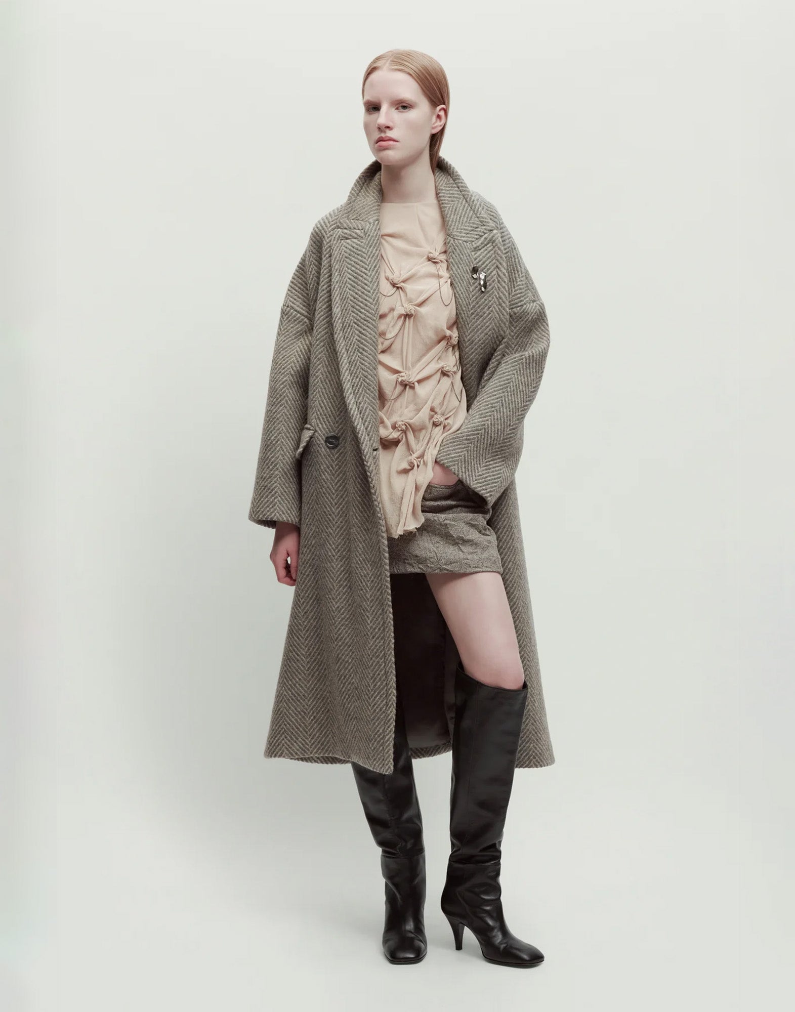 ERIKA CAVALLINI Gonna in Lana Chevron Stropicciata