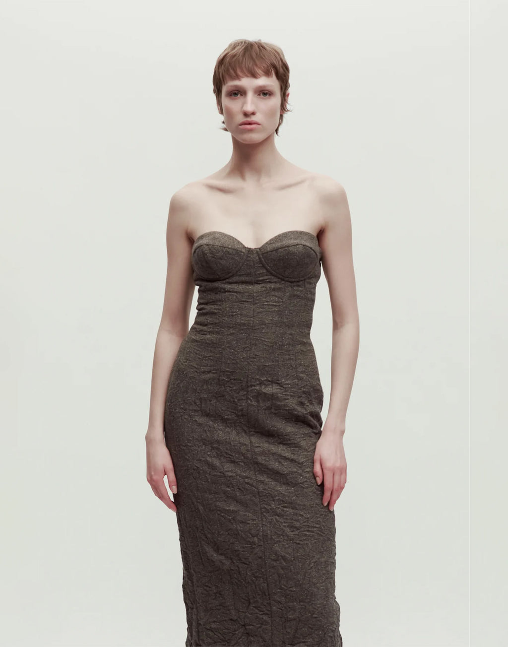 ERIKA CAVALLINI Abito in Lana Stropicciata Chevron