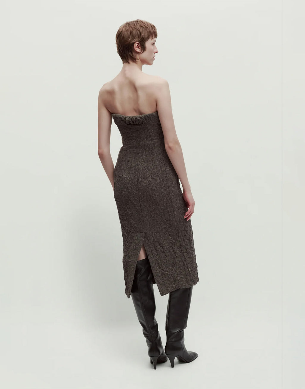 ERIKA CAVALLINI Abito in Lana Stropicciata Chevron