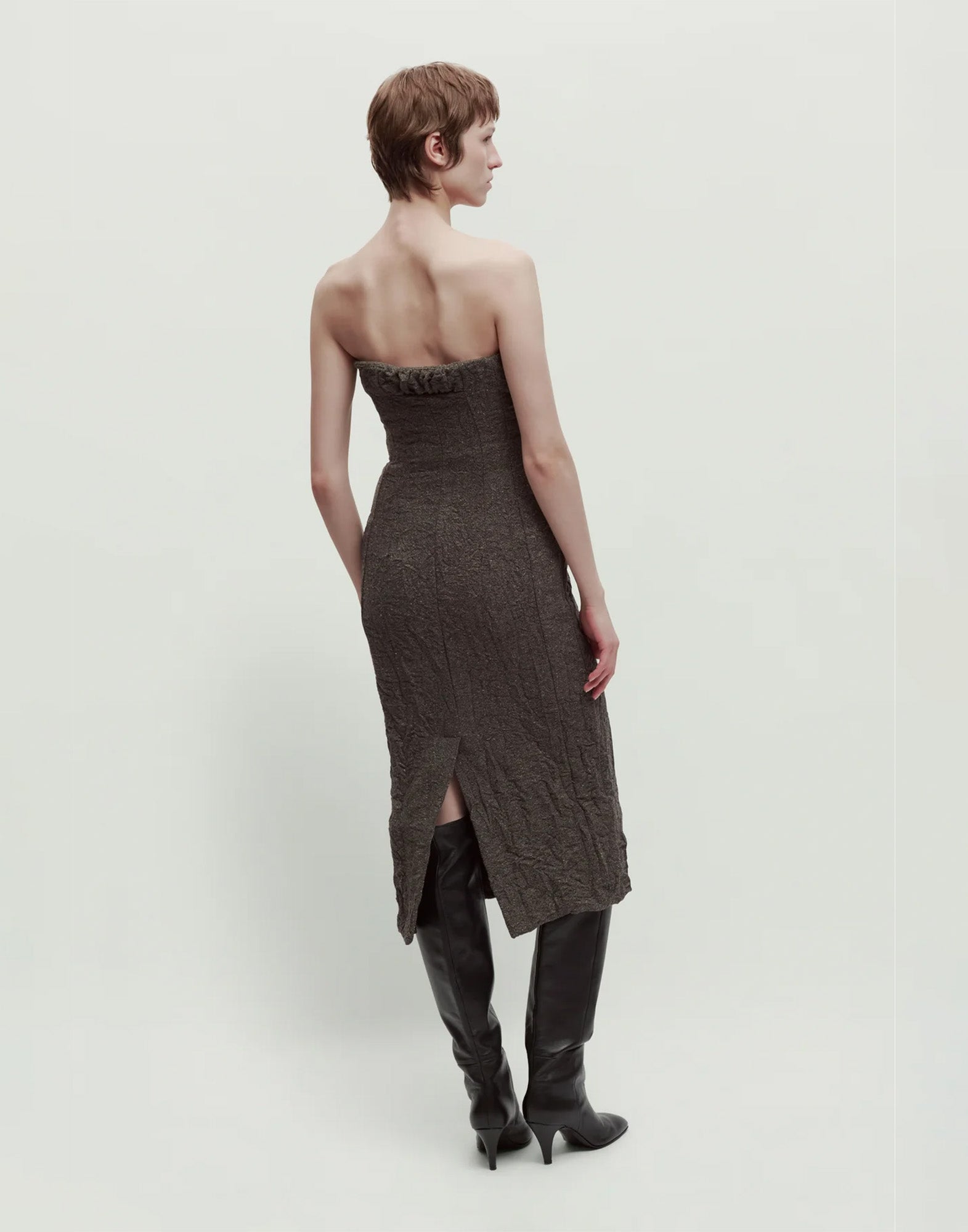 ERIKA CAVALLINI Abito in Lana Stropicciata Chevron