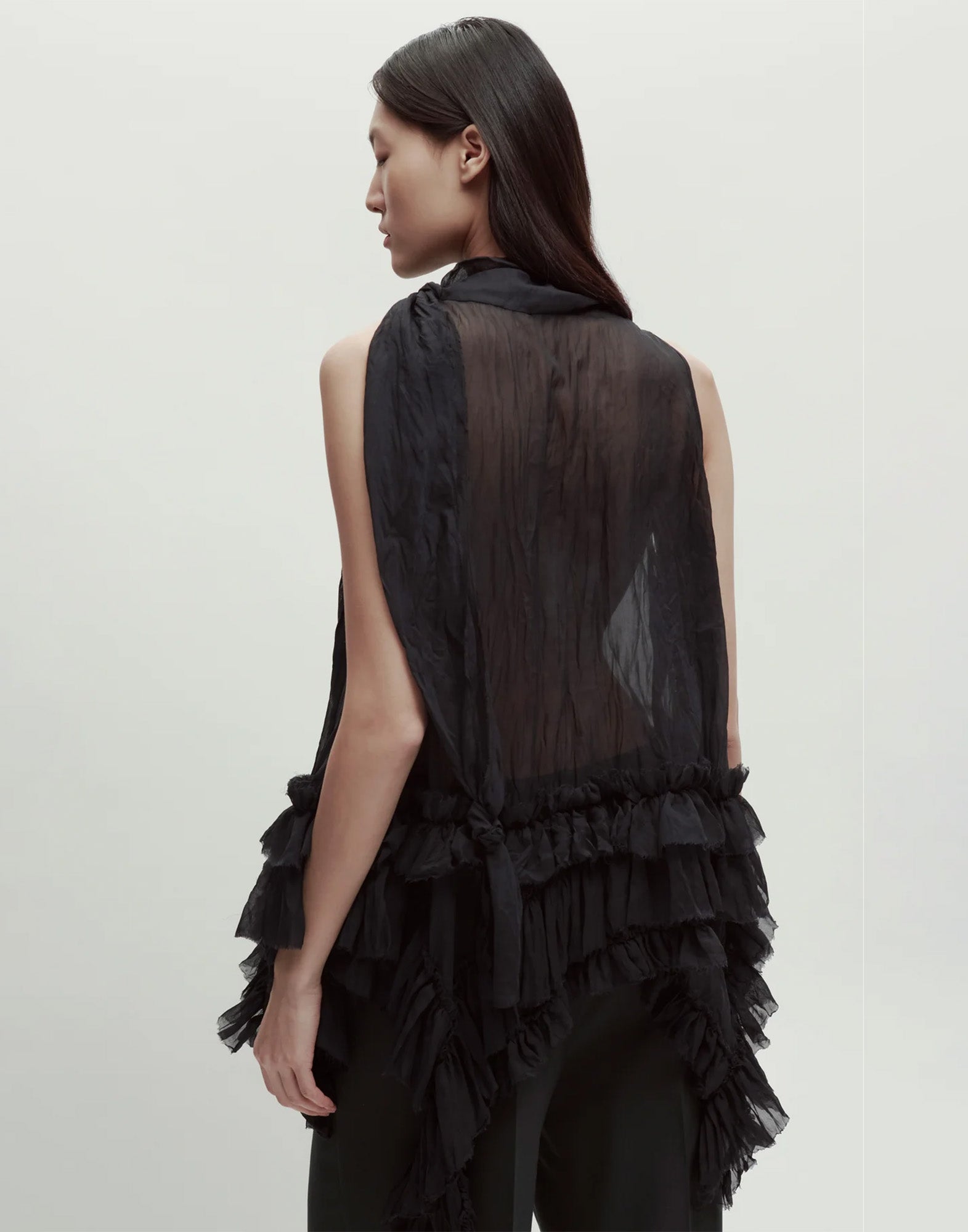 ERIKA CAVALLINI Top in Chiffon Stropicciato Nero
