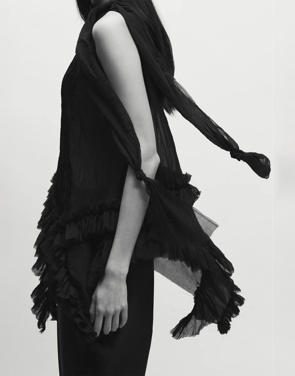 ERIKA CAVALLINI Top in Chiffon Stropicciato Nero