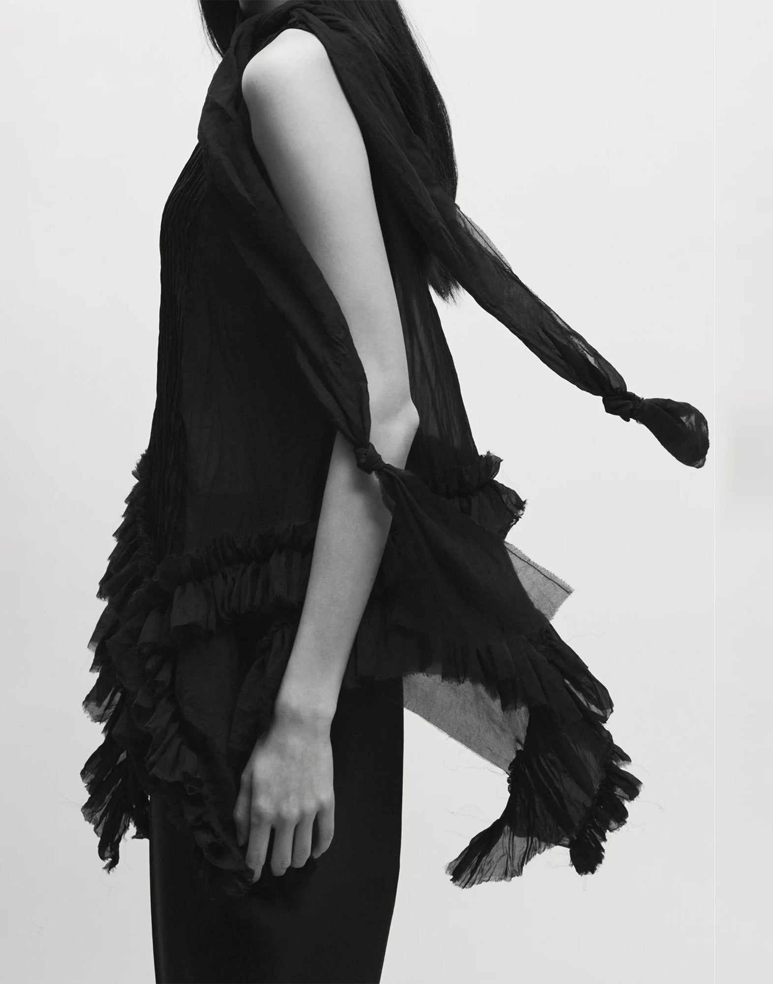 ERIKA CAVALLINI Top in Chiffon Stropicciato Nero