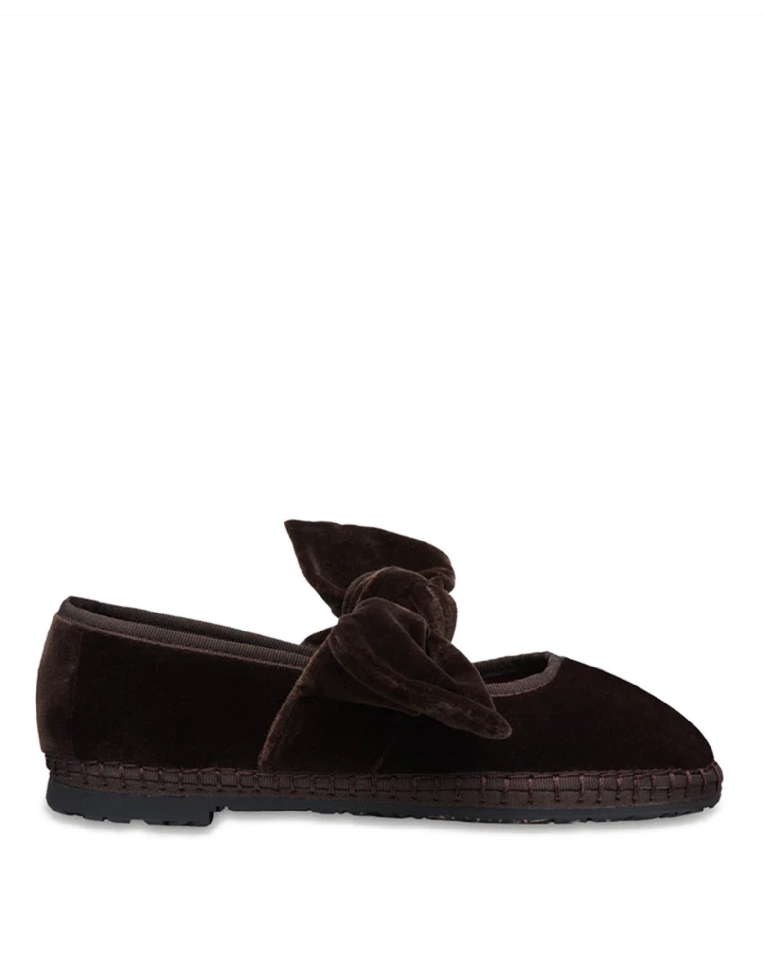 FLABELUS Ballerine in Velluto con Fiocco Brown