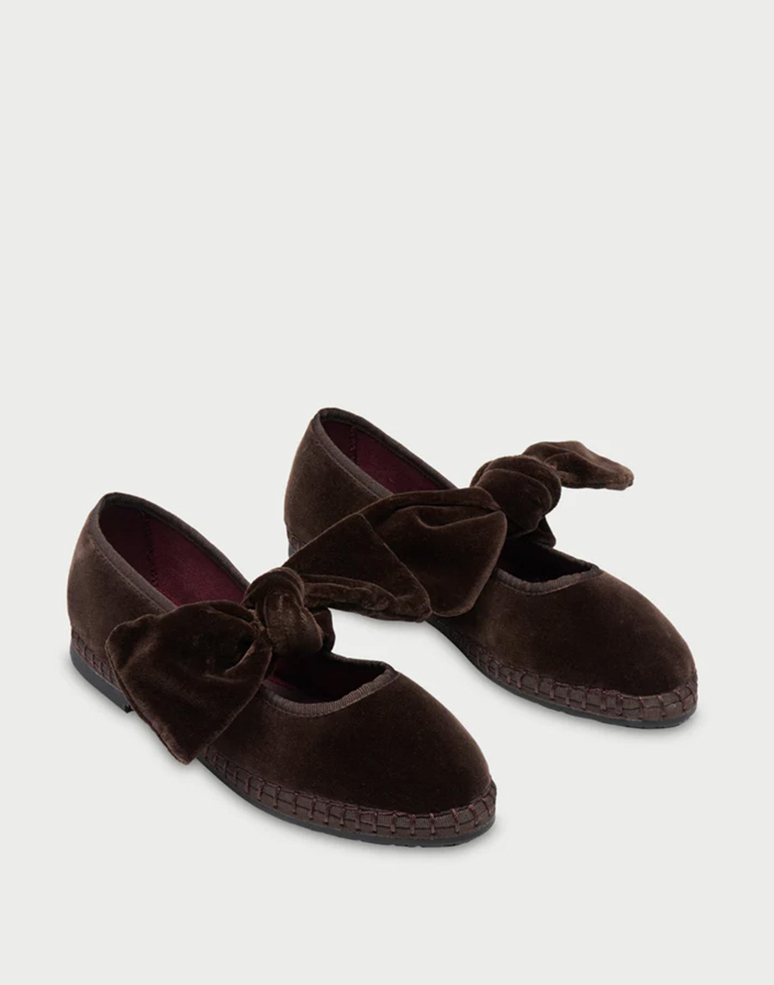 FLABELUS Ballerine in Velluto con Fiocco Brown