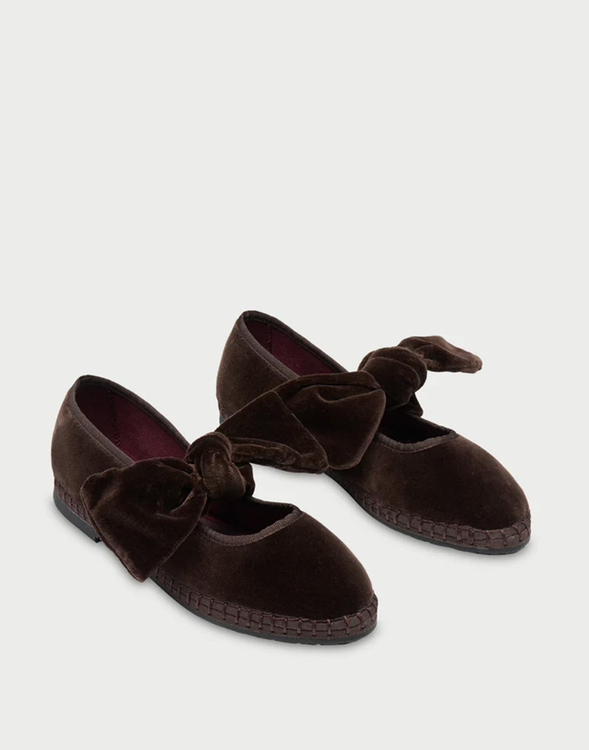 FLABELUS Ballerine in Velluto con Fiocco Brown