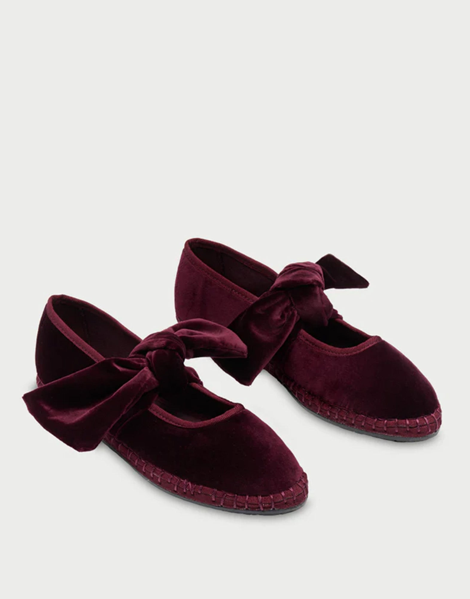 FLABELUS Ballerine in Velluto con Fiocco Bordeaux