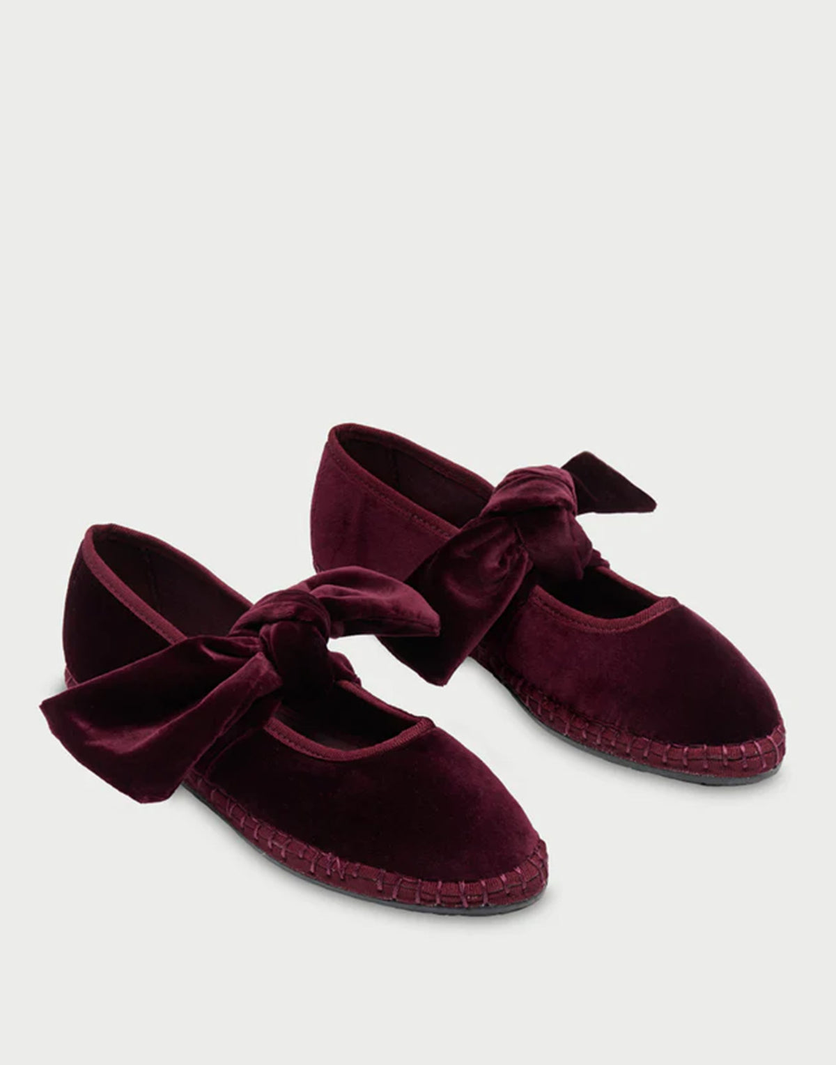 FLABELUS Ballerine in Velluto con Fiocco Bordeaux