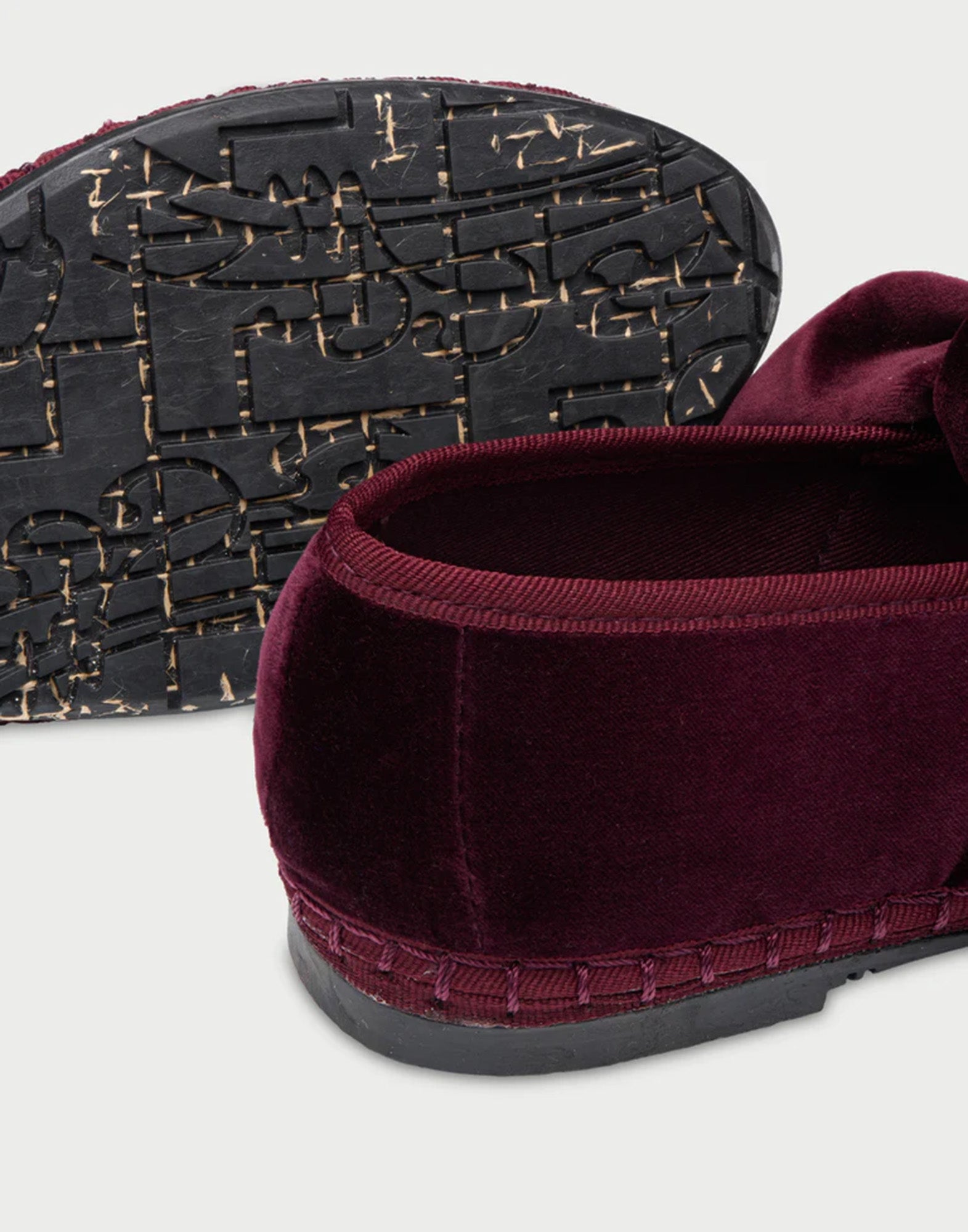 FLABELUS Ballerine in Velluto con Fiocco Bordeaux