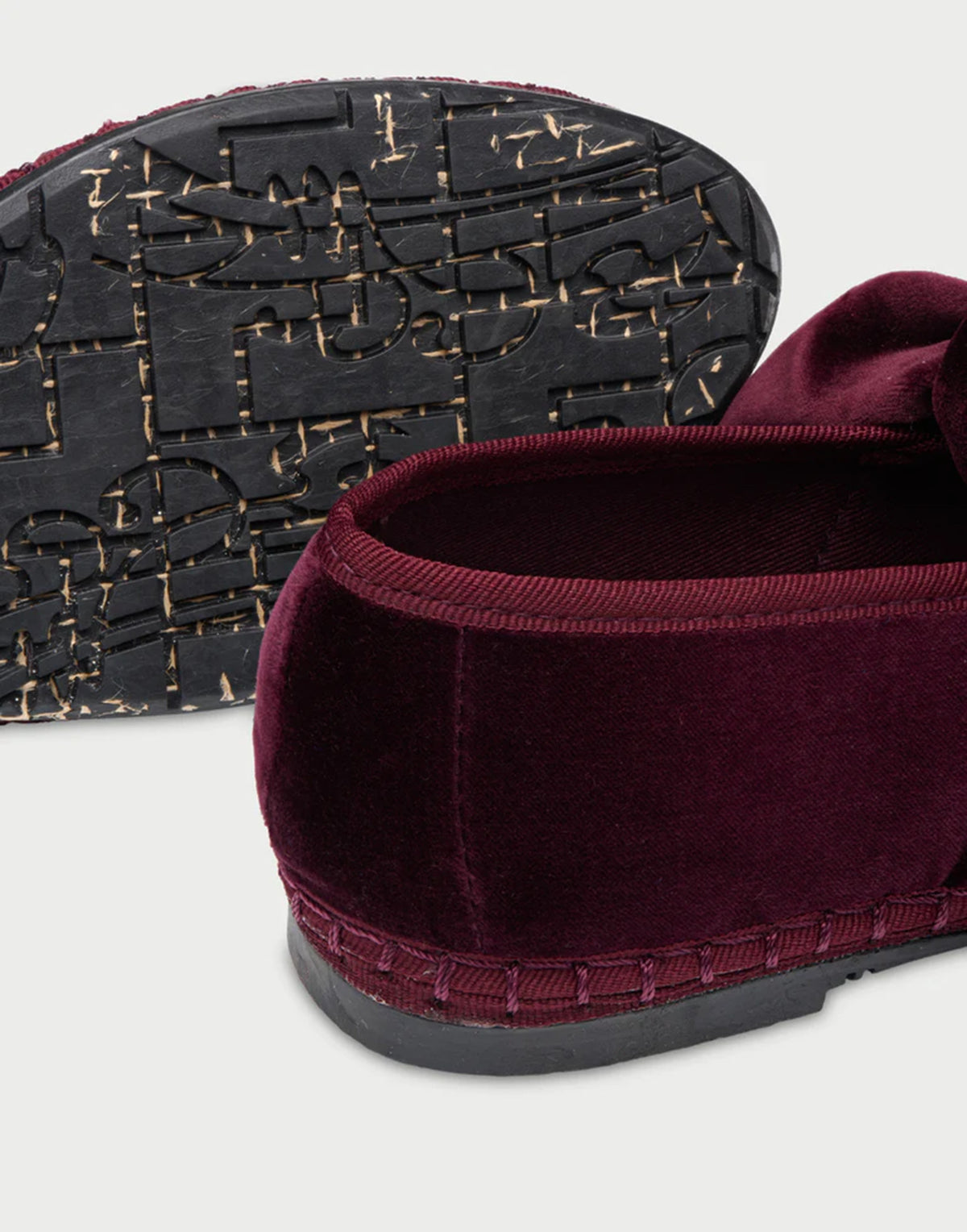 FLABELUS Ballerine in Velluto con Fiocco Bordeaux