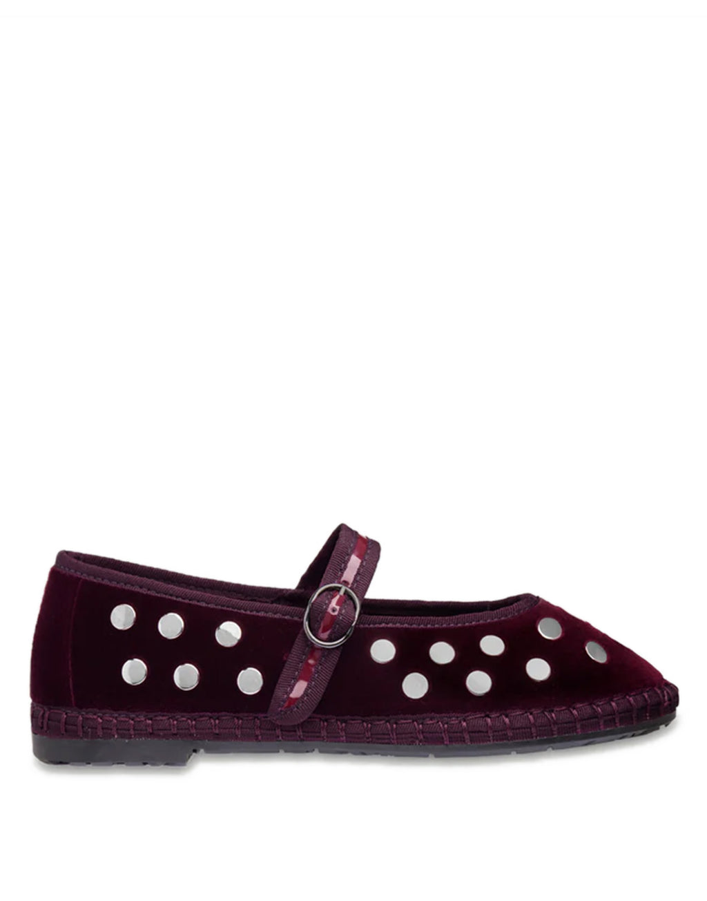 FLABELUS Ballerine in Velluto Bordeaux con Borchie