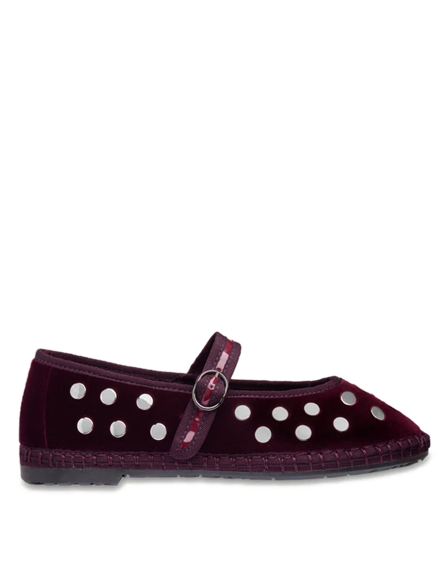 FLABELUS Ballerine in Velluto Bordeaux con Borchie