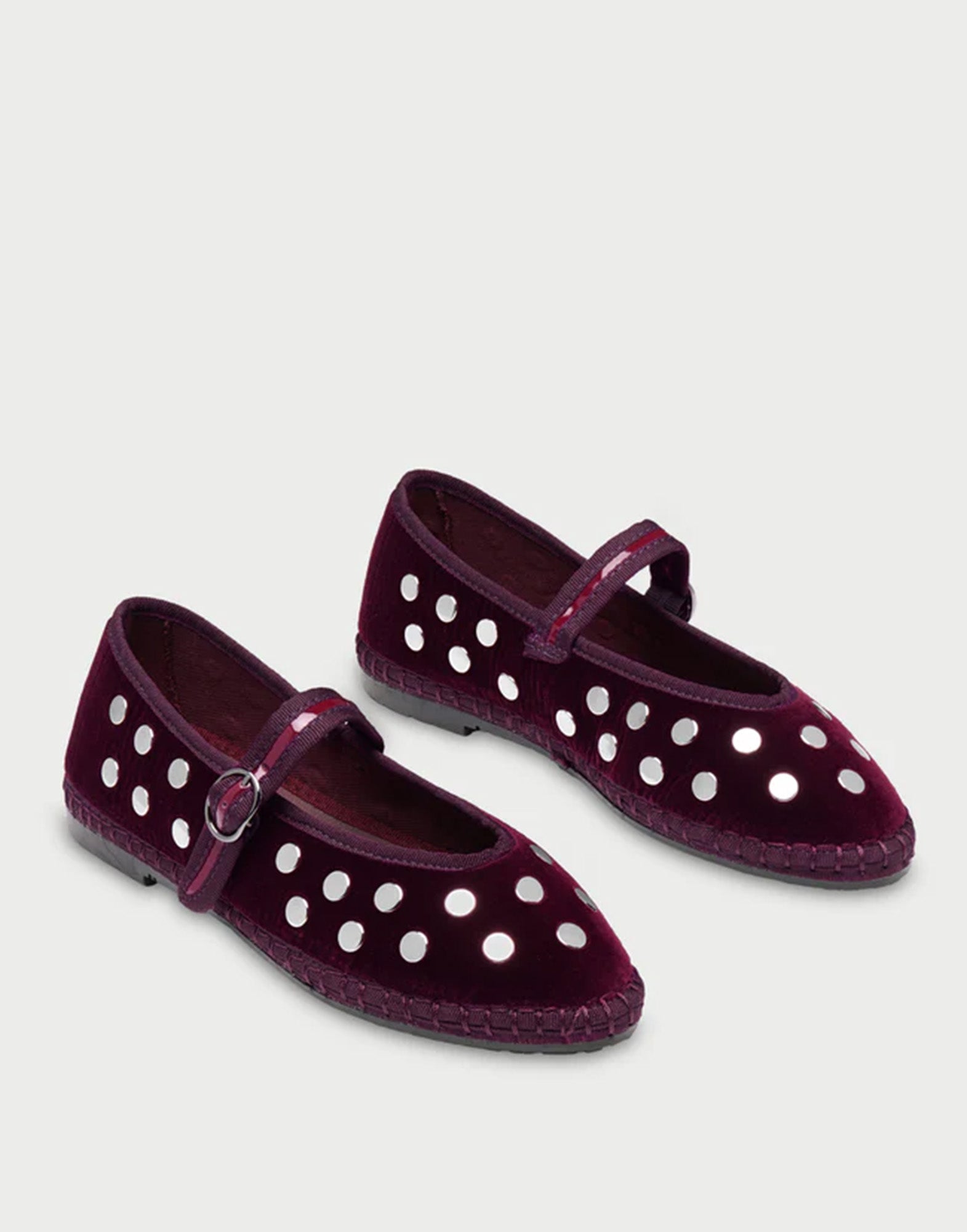 FLABELUS Ballerine in Velluto Bordeaux con Borchie