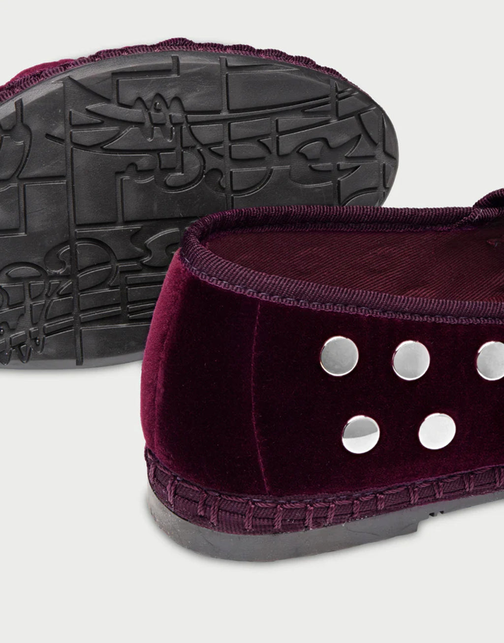 FLABELUS Ballerine in Velluto Bordeaux con Borchie