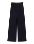 FORTE FORTE Pantaloni a Vita Alta in Velluto Double Twill Blu Notte