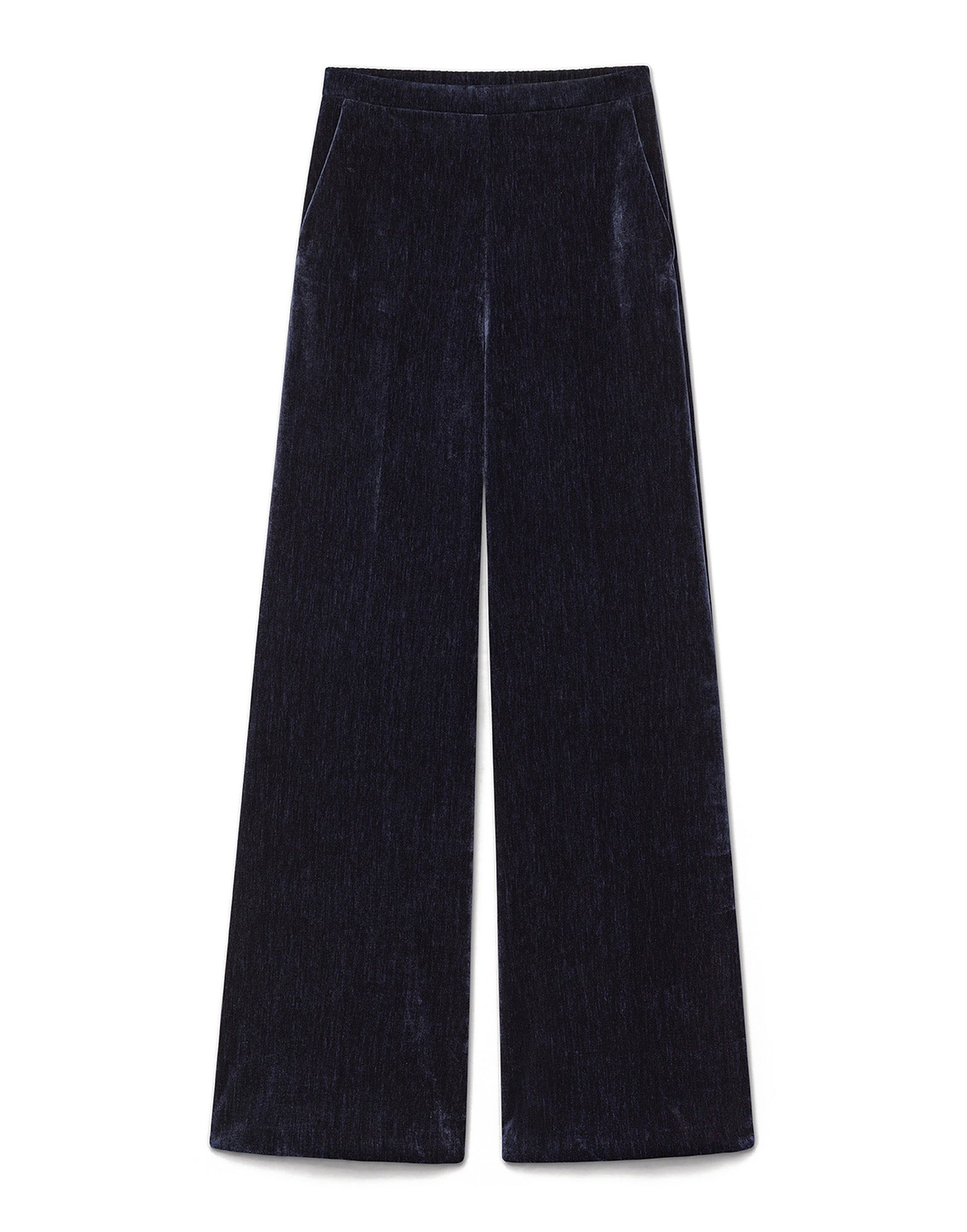 FORTE FORTE Pantaloni a Vita Alta in Velluto Double Twill Blu Notte
