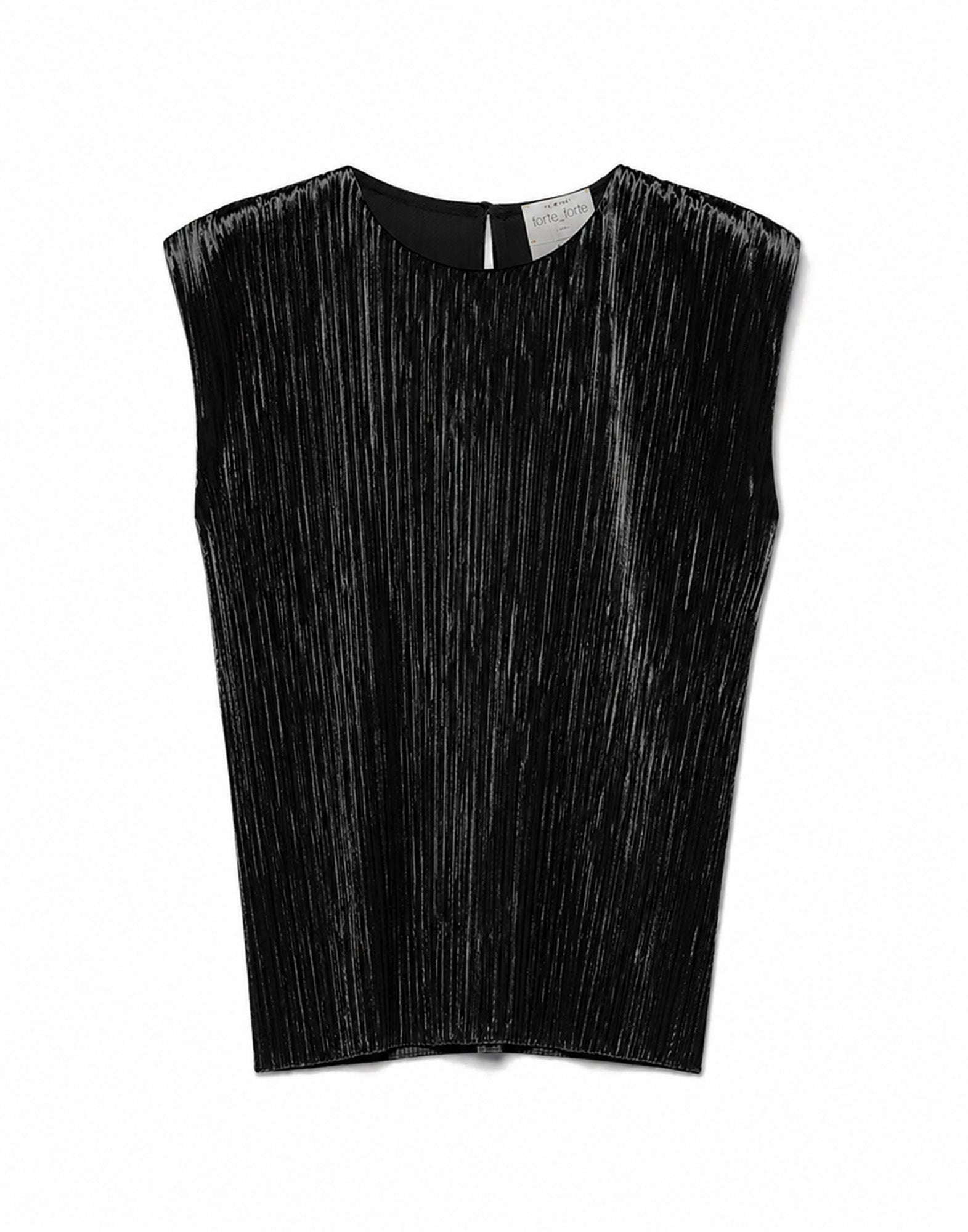 FORTE FORTE Top in Jersey Plissé Effetto Velluto Nero