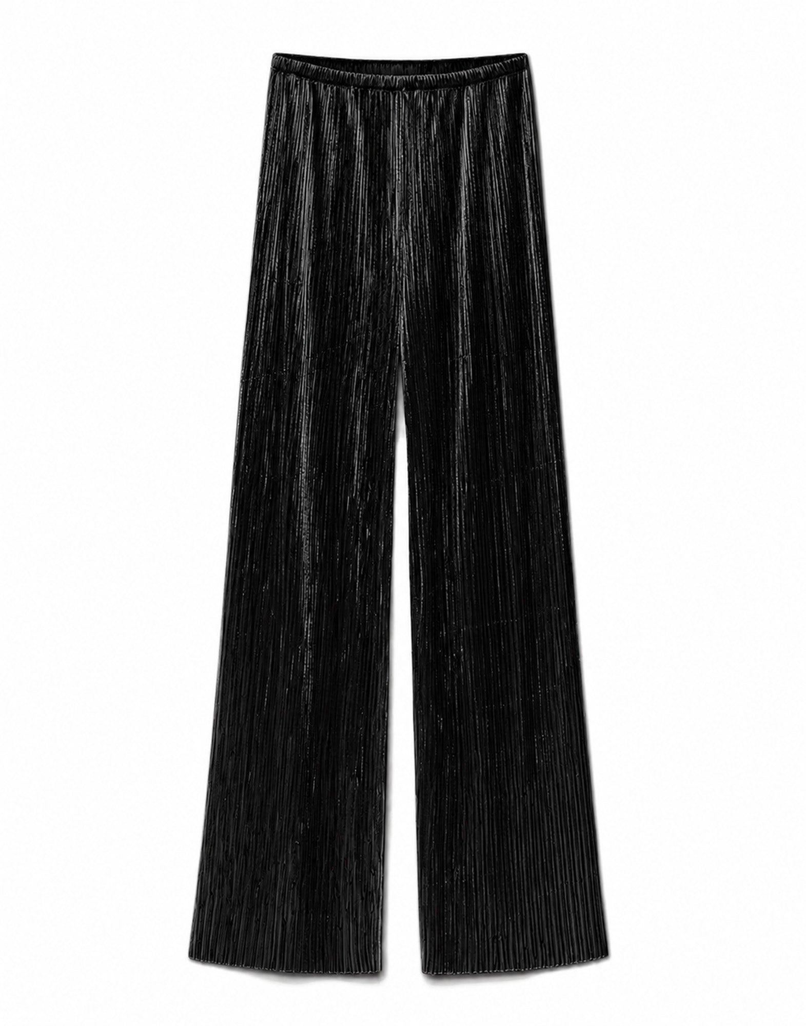 FORTE FORTE Pantaloni in Jersey Plissé Effetto Velluto Nero