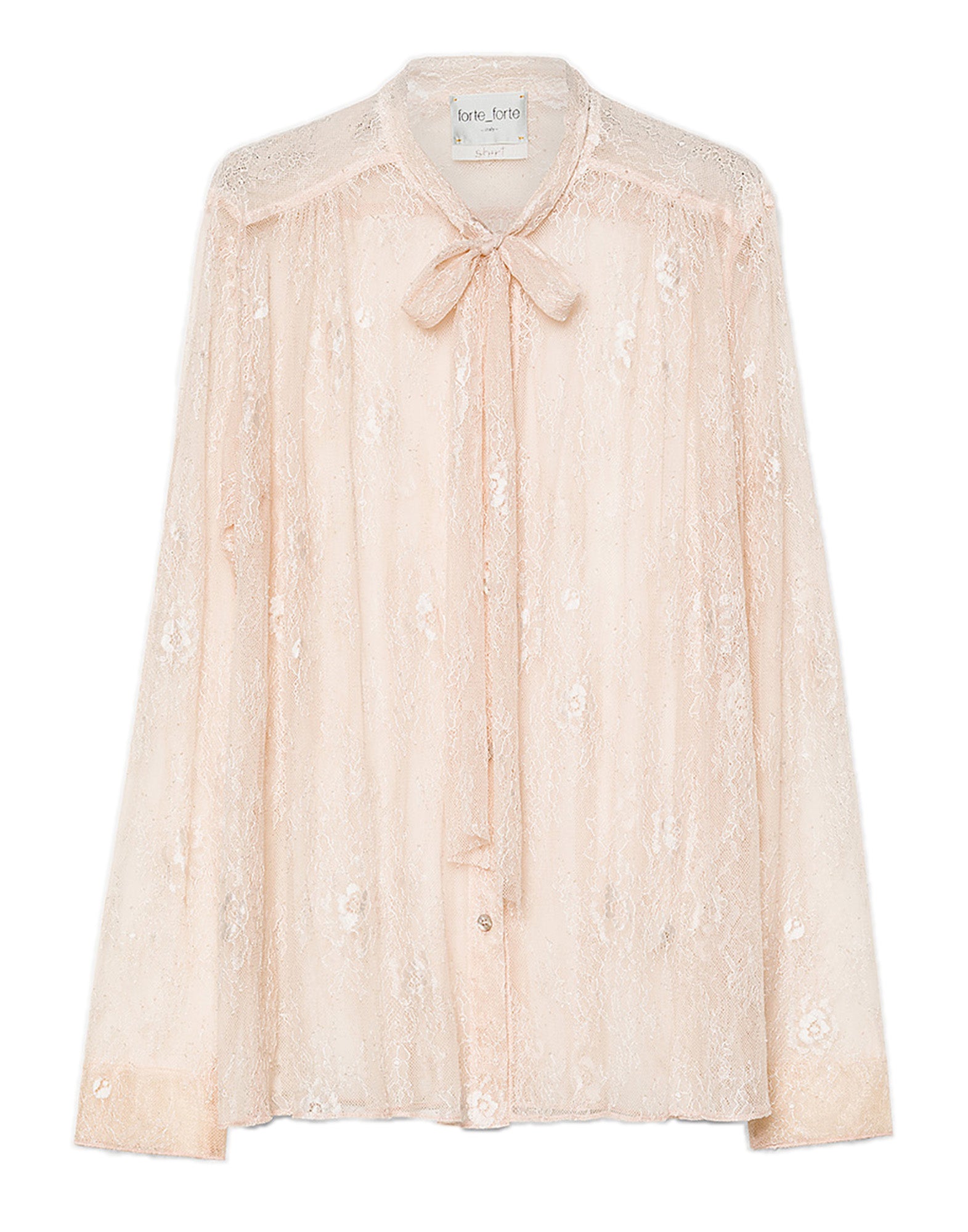 FORTE FORTE Camicia in Pizzo Chantilly con Fiocco Loto