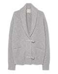FORTE FORTE Cardigan a Costine in Lana e Cashmere Grigio