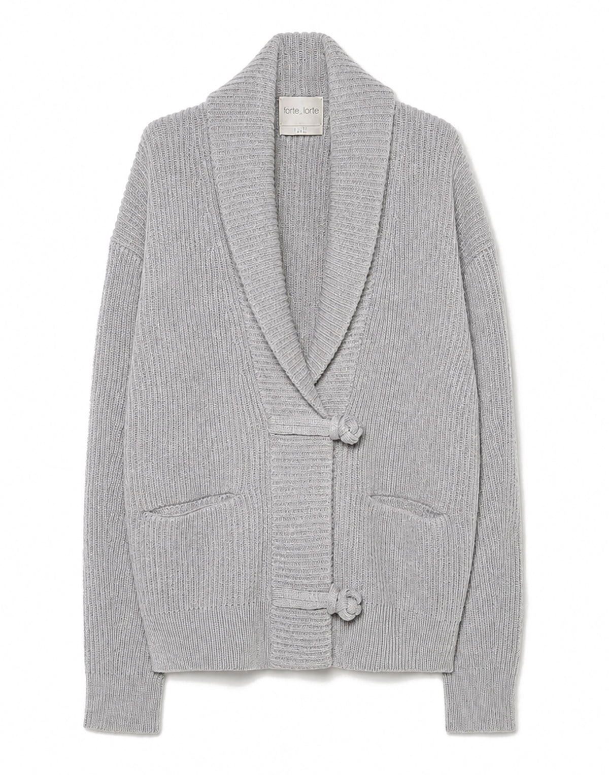 FORTE FORTE Cardigan a Costine in Lana e Cashmere Grigio