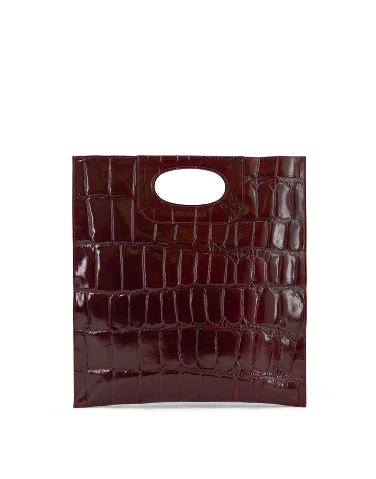 GHERARDINI Piattina in Pelle Stampa Cocco Bordeaux
