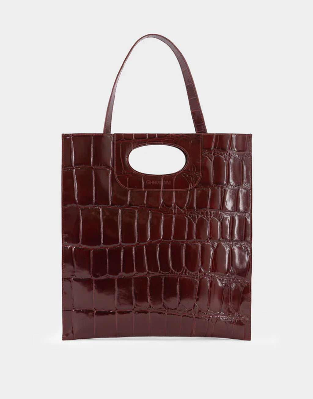 GHERARDINI Piattina in Pelle Stampa Cocco Bordeaux