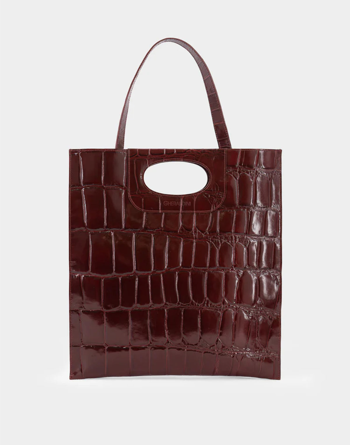 GHERARDINI Piattina in Pelle Stampa Cocco Bordeaux