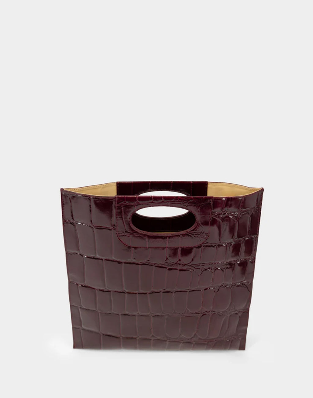 GHERARDINI Piattina in Pelle Stampa Cocco Bordeaux