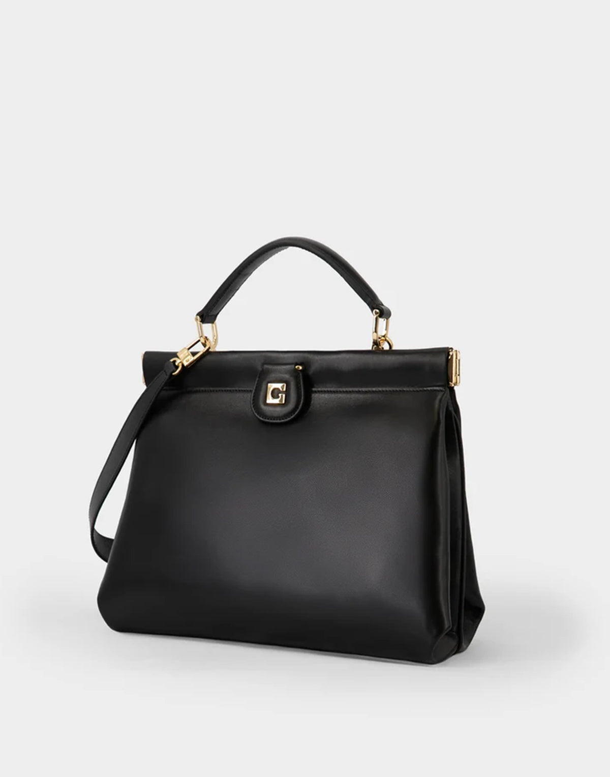 GHERARDINI Borsa Dodici Dodici 1959 in Pelle Di Vitello Nera